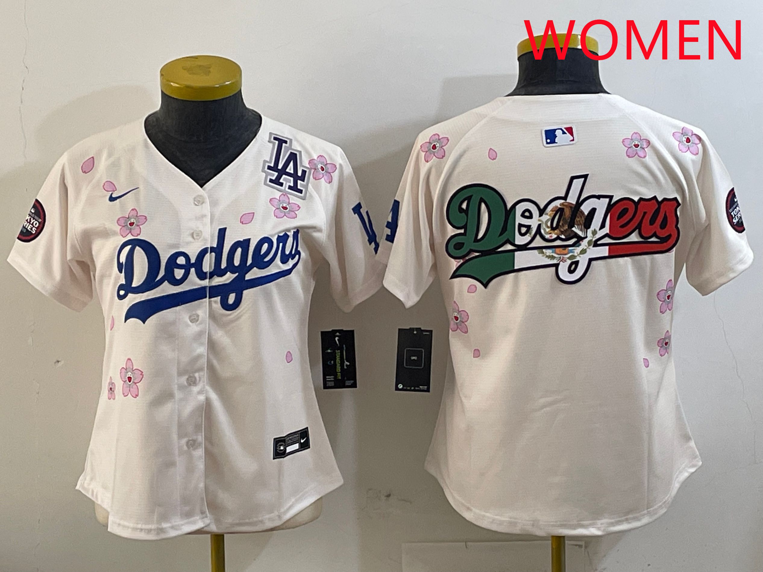 Women Los Angeles Dodgers Blank Cream Sakura Edition 2025 Nike MLB Jersey style 10